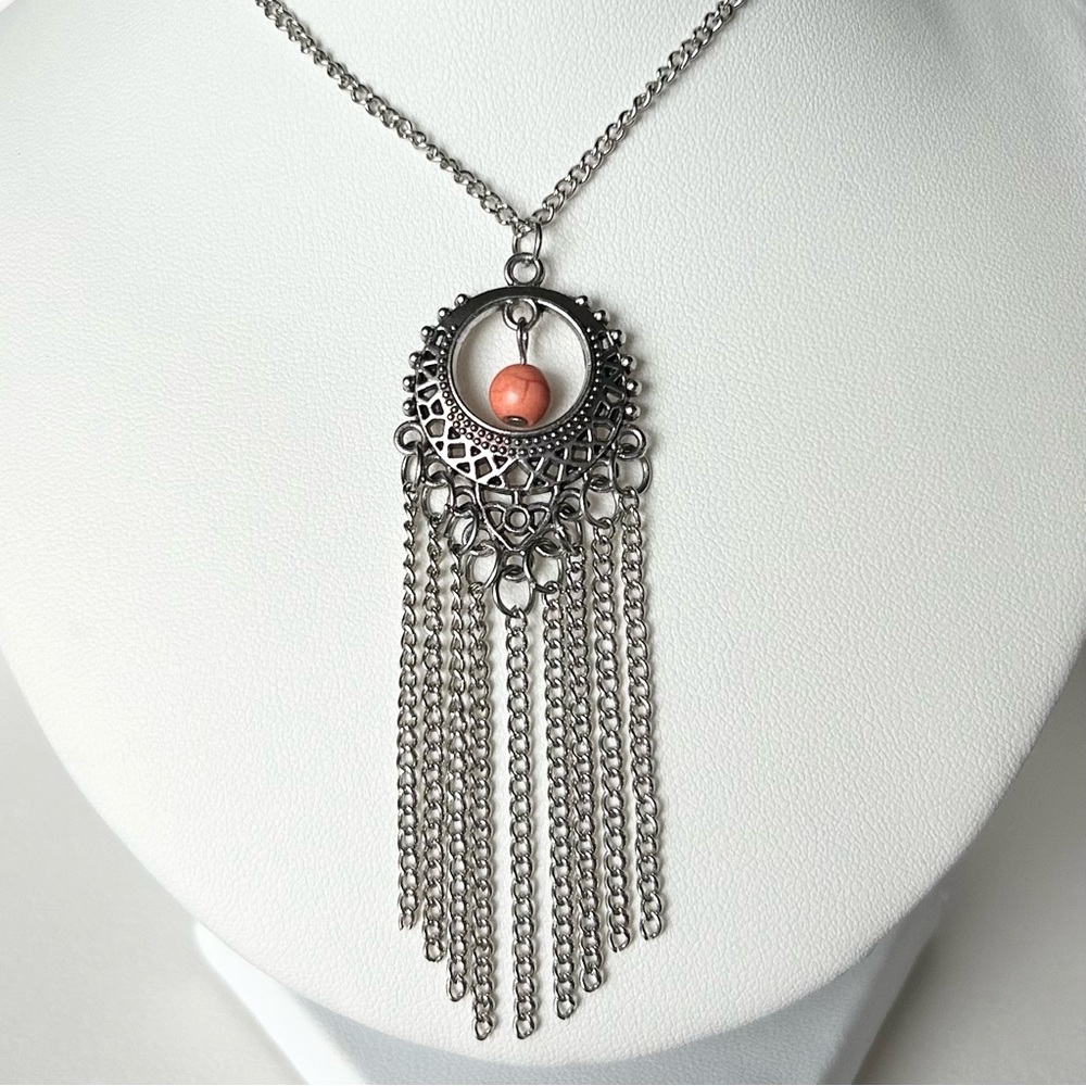 Vintage Paparazzi Jewelry Set Necklace 32” And Tassle Earrings